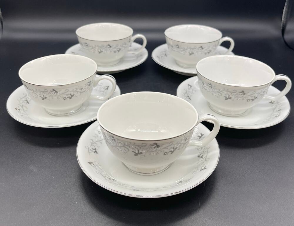 Vintage Moon Mist Fine China Set of 5 Cups & Saucers # 3000 Made in Japan